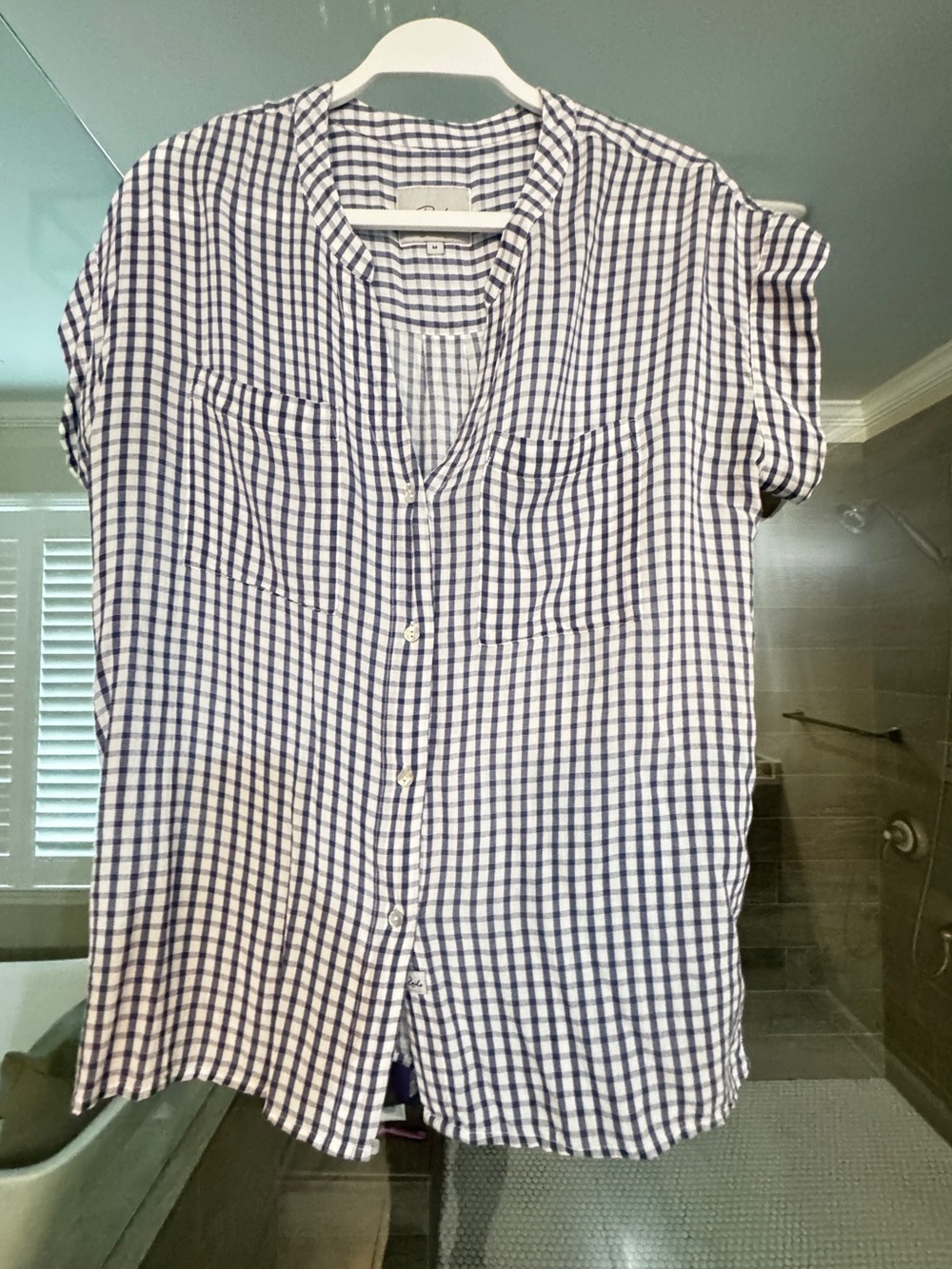 Rails Mel gingham Check Button-Front Shirt - Navy/White